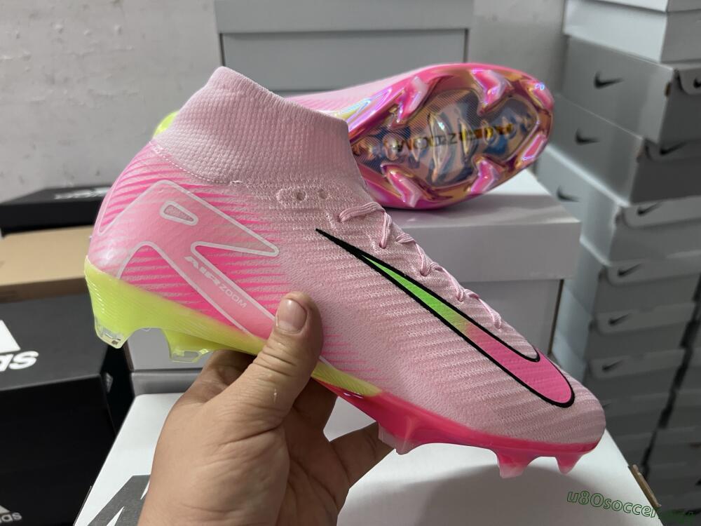 Men's Nike Air Zoom Mercurial Superfly 10 Elite FG Football Boots - Pink/White/Yellow