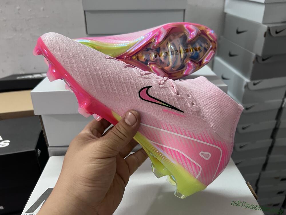 Men's Nike Air Zoom Mercurial Superfly 10 Elite FG Football Boots - Pink/White/Yellow