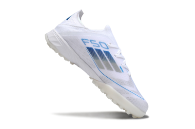 Kids Adidas F50 Elite TF Football Shoes - White/Blue/Silver