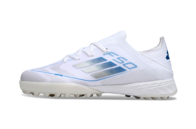 Kids Adidas F50 Elite TF Football Shoes - White/Blue/Silver