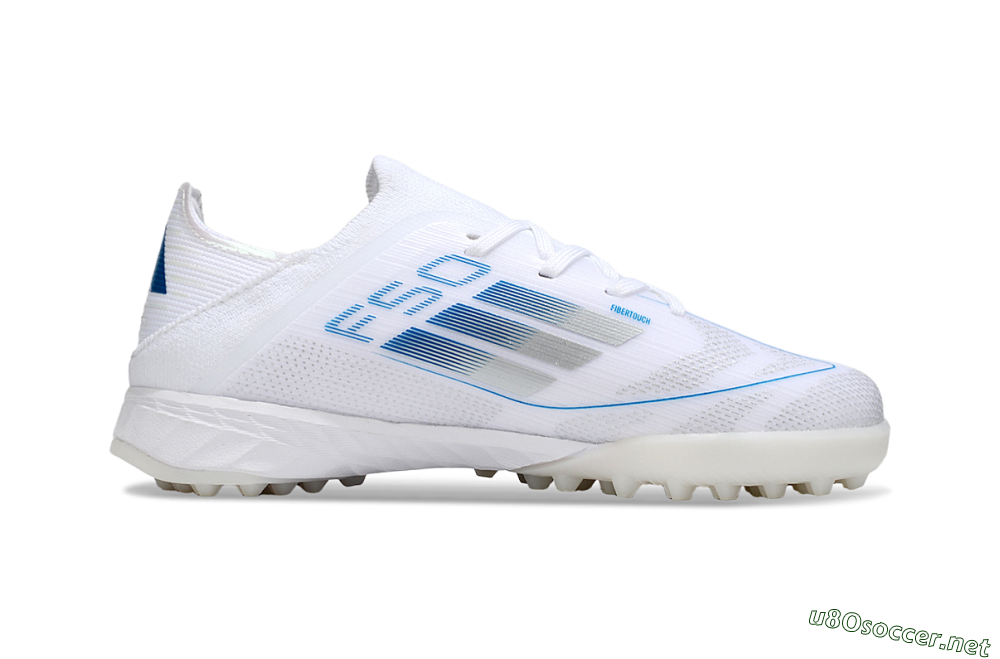 Kids Adidas F50 Elite TF Football Shoes - White/Blue/Silver 5
