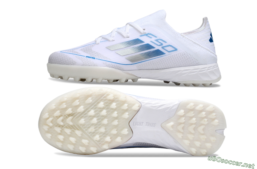 Kids Adidas F50 Elite TF Football Shoes - White/Blue/Silver 1