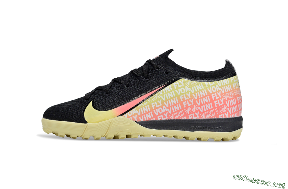 Kids Nike Air Zoom Mercurial Vapor 16 Elite TF Football Shoes - Black/Pink/Yellow 2