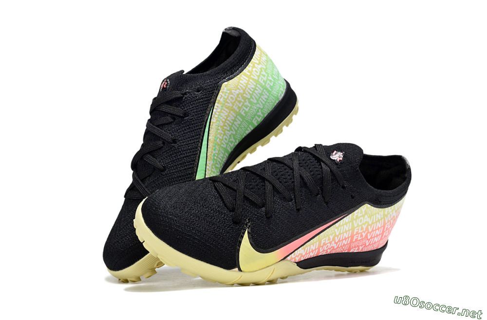 Kids Nike Air Zoom Mercurial Vapor 16 Elite TF Football Shoes - Black/Pink/Yellow 0