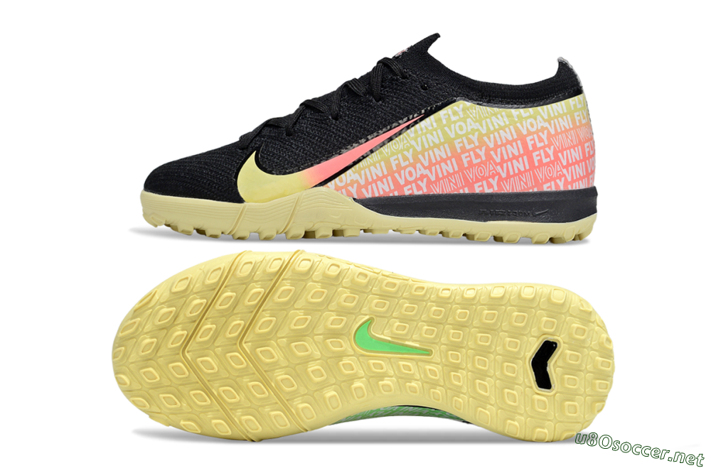 Kids Nike Air Zoom Mercurial Vapor 16 Elite TF Football Shoes - Black/Pink/Yellow 1