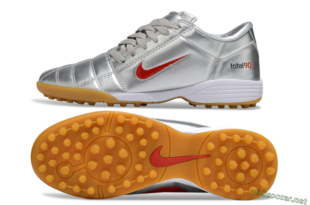 Unisex Nike Total 90 III TF Football Shoes - Silver/Red/White 1