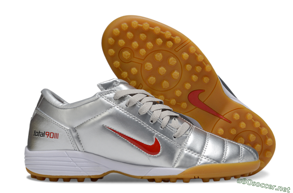 Unisex Nike Total 90 III TF Football Shoes - Silver/Red/White 2