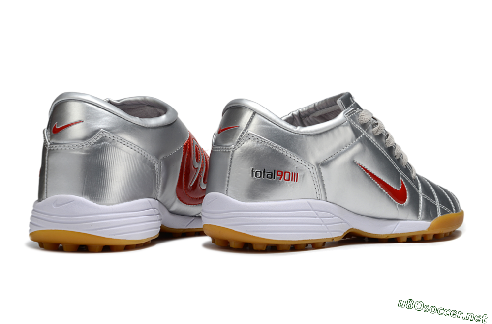 Unisex Nike Total 90 III TF Football Shoes - Silver/Red/White 6