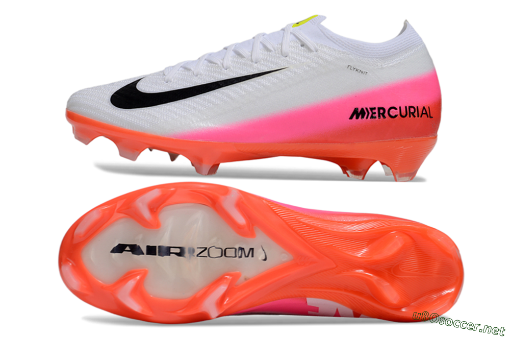 Unisex Nike Air Zoom Mercurial Vapor 16 Elite FG Football Boots - White/Black/Pink 1