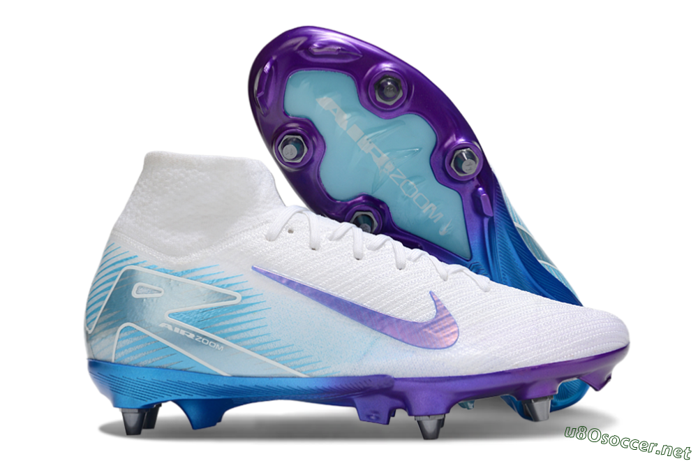 Men's Nike Air Zoom Mercurial Superfly 10 Elite FG Football Boots - White/Purple/Blue 2