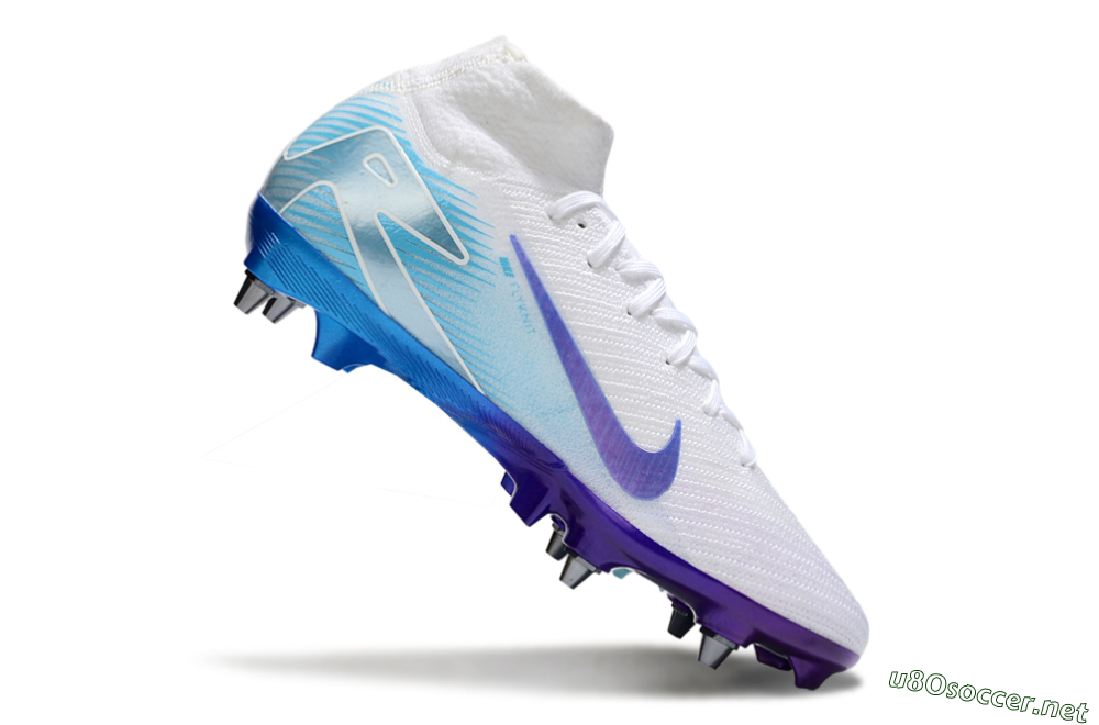 Men's Nike Air Zoom Mercurial Superfly 10 Elite FG Football Boots - White/Purple/Blue 4