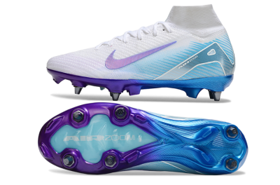 Men's Nike Air Zoom Mercurial Superfly 10 Elite FG Football Boots - White/Purple/Blue