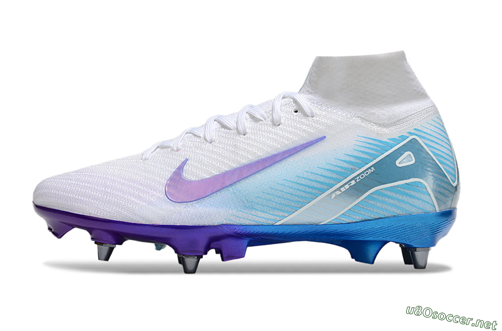 Men's Nike Air Zoom Mercurial Superfly 10 Elite FG Football Boots - White/Purple/Blue 0