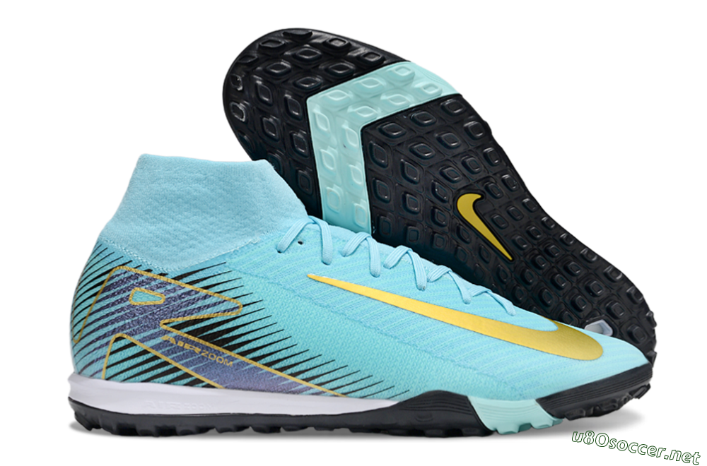 Unisex Nike Air Zoom Mercurial Superfly 10 Elite TF Football Shoes - Jade/Gold/Black 2
