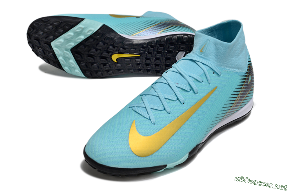Unisex Nike Air Zoom Mercurial Superfly 10 Elite TF Football Shoes - Jade/Gold/Black 3