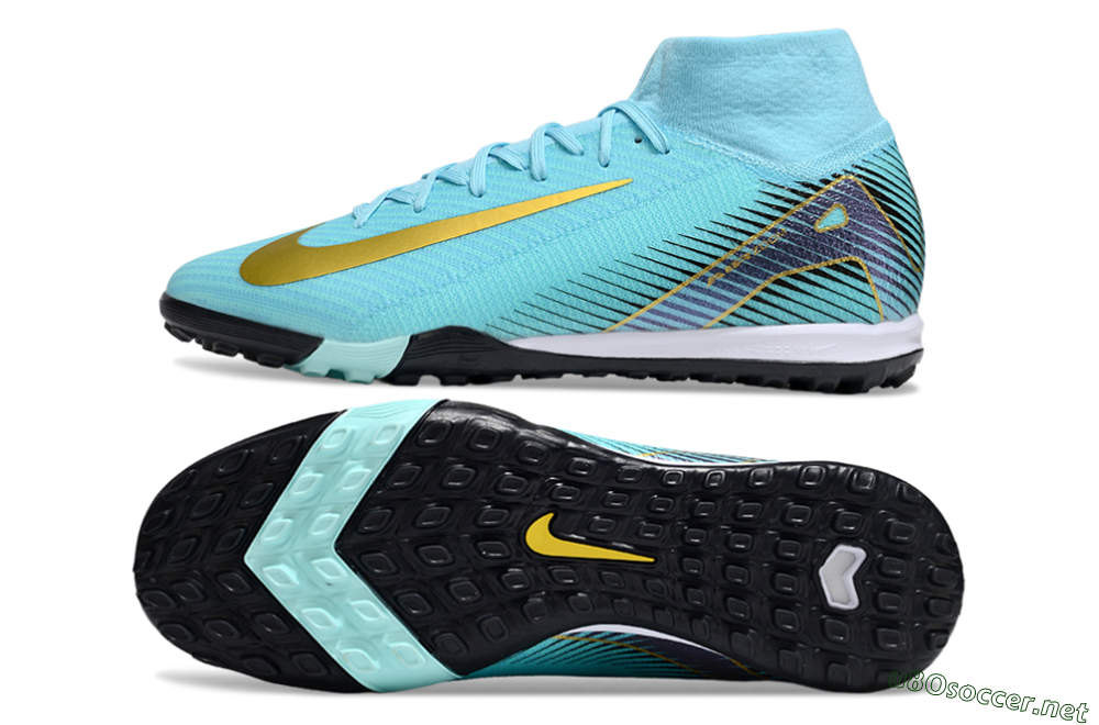 Unisex Nike Air Zoom Mercurial Superfly 10 Elite TF Football Shoes - Jade/Gold/Black 1