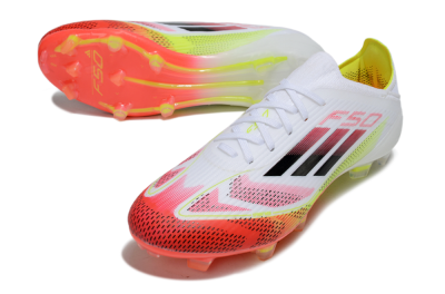 Unisex Adidas F50 Elite FG Football Boots - White/Red/Yellow