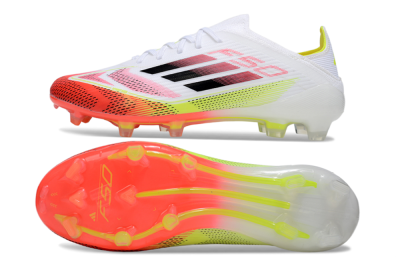 Unisex Adidas F50 Elite FG Football Boots - White/Red/Yellow