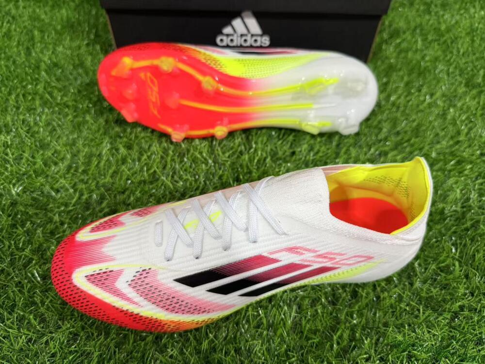 Unisex Adidas F50 Elite FG Football Boots - White/Red/Yellow