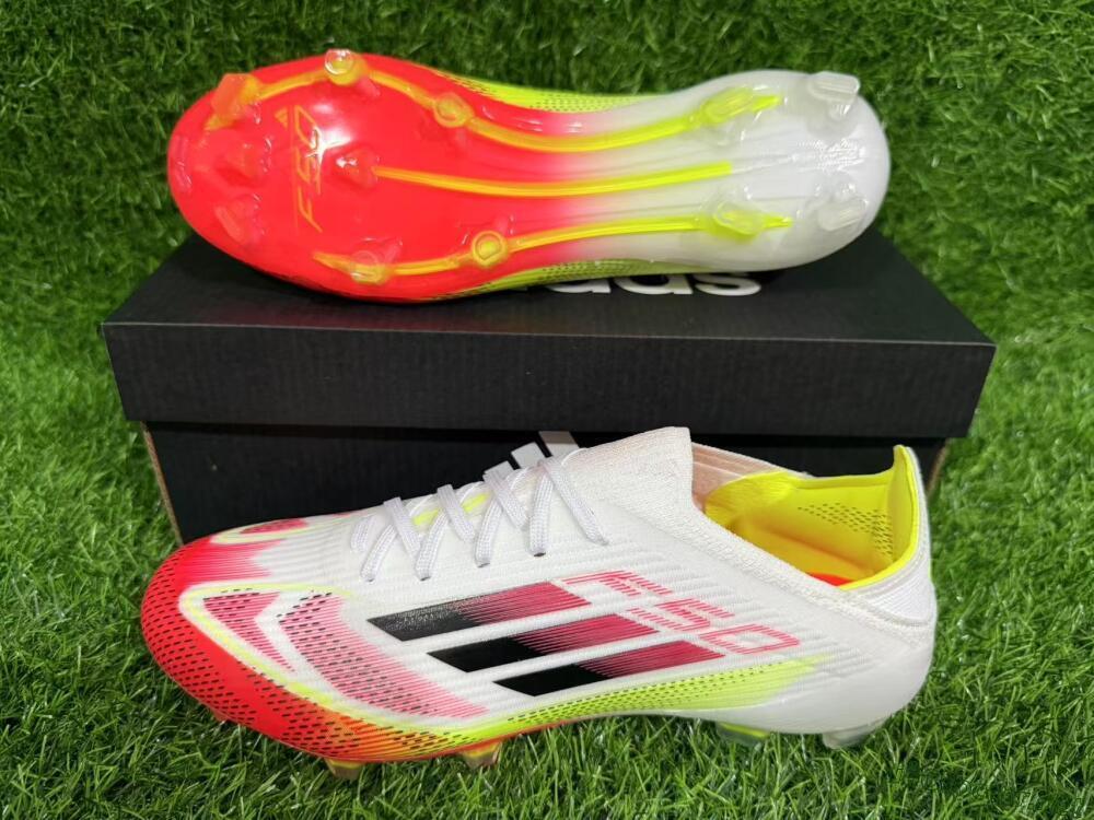 Unisex Adidas F50 Elite FG Football Boots - White/Red/Yellow
