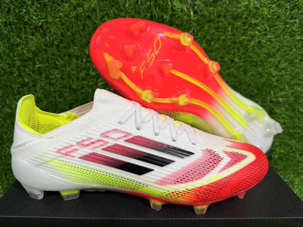 Unisex Adidas F50 Elite FG Football Boots - White/Red/Yellow