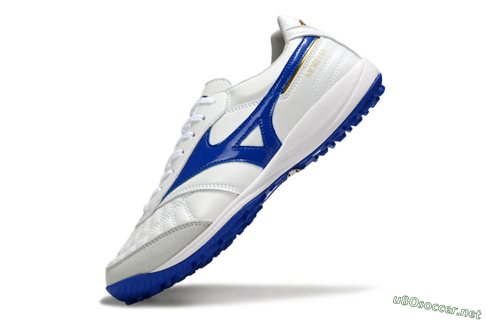 Men's Mizuno Morelia Neo TF Football Shoes - White/Blue/Grey 5