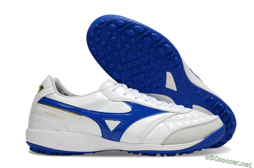 Men's Mizuno Morelia Neo TF Football Shoes - White/Blue/Grey 2