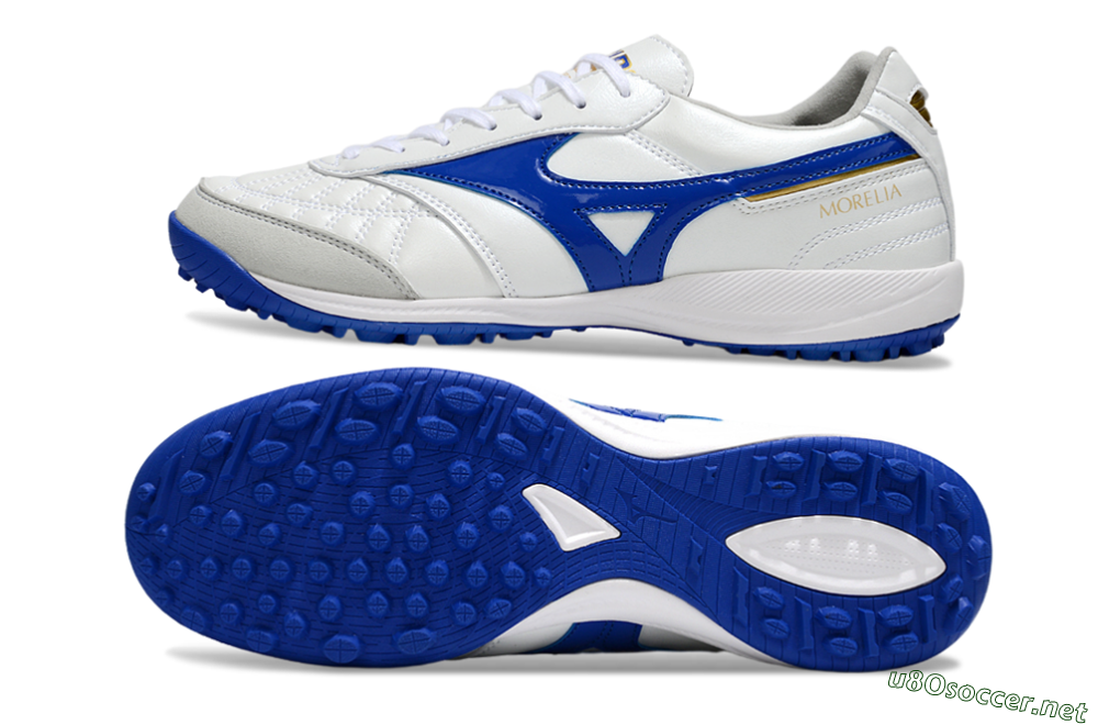 Men's Mizuno Morelia Neo TF Football Shoes - White/Blue/Grey 1