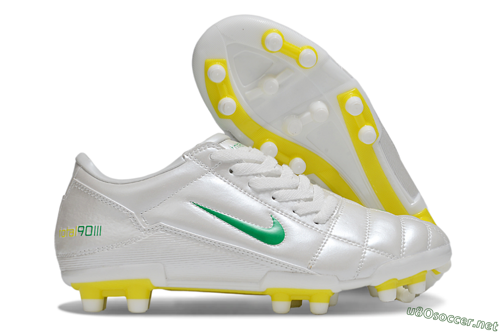 Men's Nike Total 90 III FG Football Boots - White/Green/Yellow 2