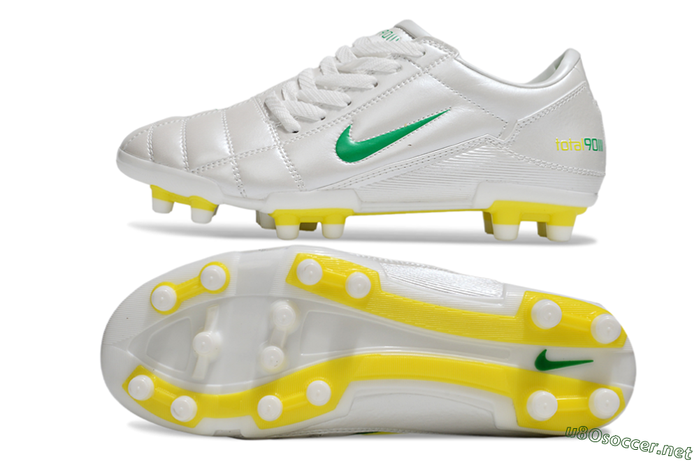 Men's Nike Total 90 III FG Football Boots - White/Green/Yellow 1