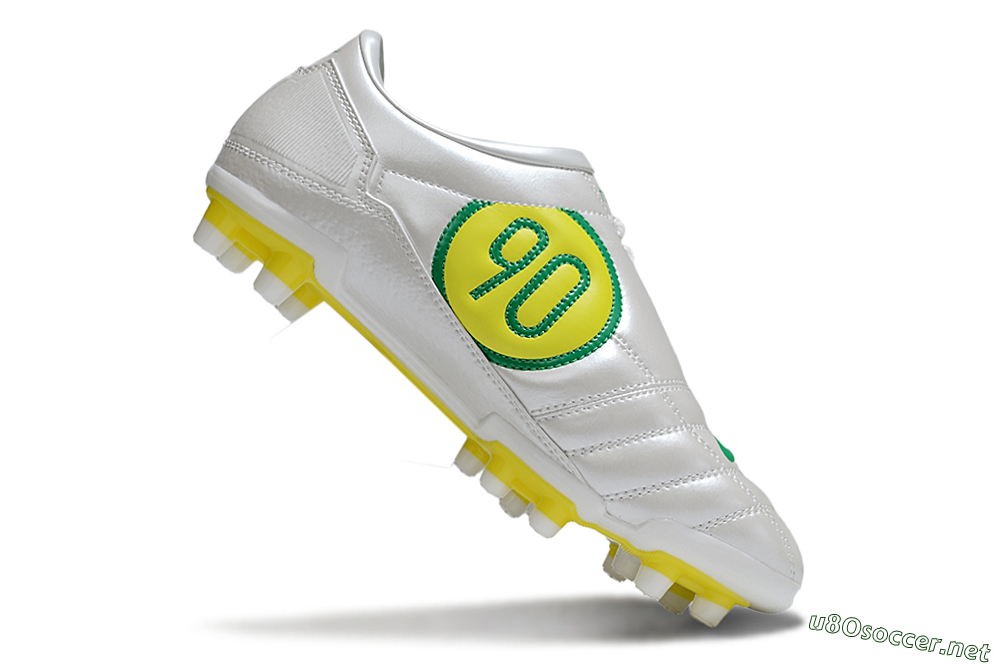 Men's Nike Total 90 III FG Football Boots - White/Green/Yellow 4