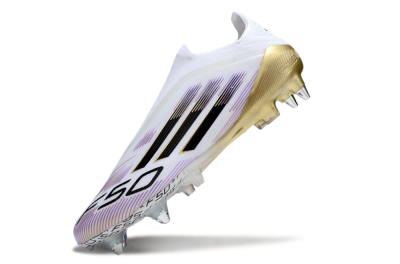 Men's Adidas F50 Elite Laceless SG Football Boots - White/Purple/Gold