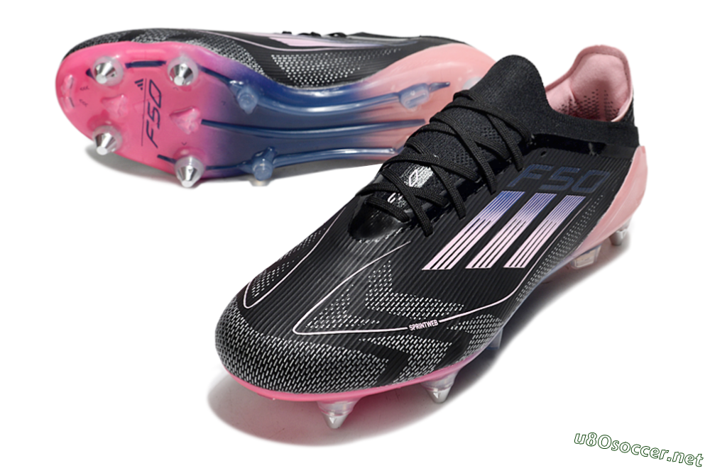 Men's Adidas F50 Elite SG Football Boots - Black/Blue/Pink 3