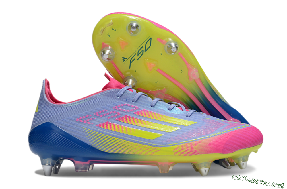 Men's Adidas F50 Elite SG Football Boots - Blue/Yellow/Pink 2
