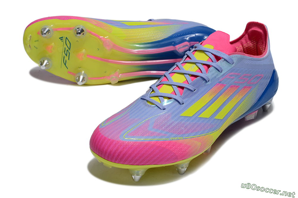Men's Adidas F50 Elite SG Football Boots - Blue/Yellow/Pink 3