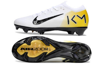 Unisex KM x Nike Air Zoom Mercurial Vapor 16 Elite FG Football Boots - White/Black/Yellow