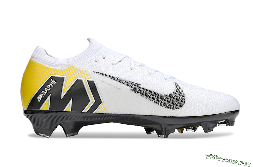 Unisex KM x Nike Air Zoom Mercurial Vapor 16 Elite FG Football Boots - White/Black/Yellow 7