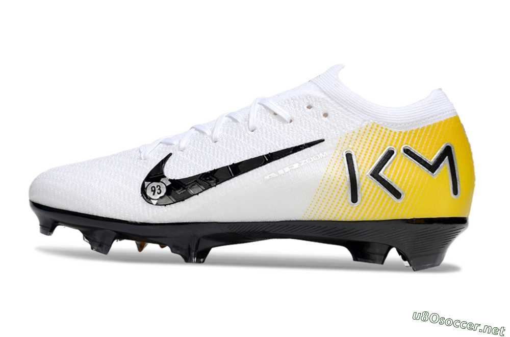 Unisex KM x Nike Air Zoom Mercurial Vapor 16 Elite FG Football Boots - White/Black/Yellow 0