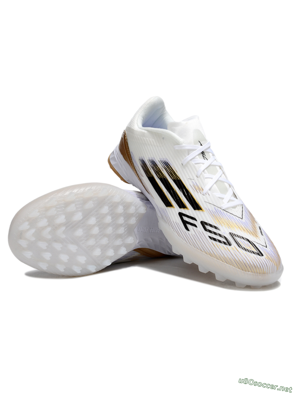 Unisex Adidas F50 Pro TF Football Shoes - White/Black/Gold 3