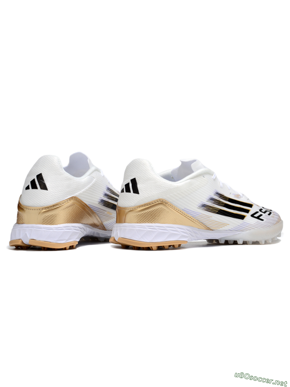 Unisex Adidas F50 Pro TF Football Shoes - White/Black/Gold 6