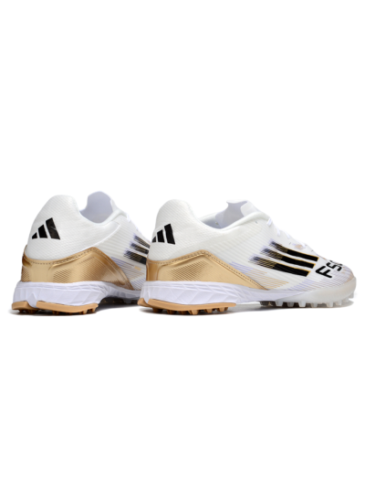 Unisex Adidas F50 Pro TF Football Shoes - White/Black/Gold
