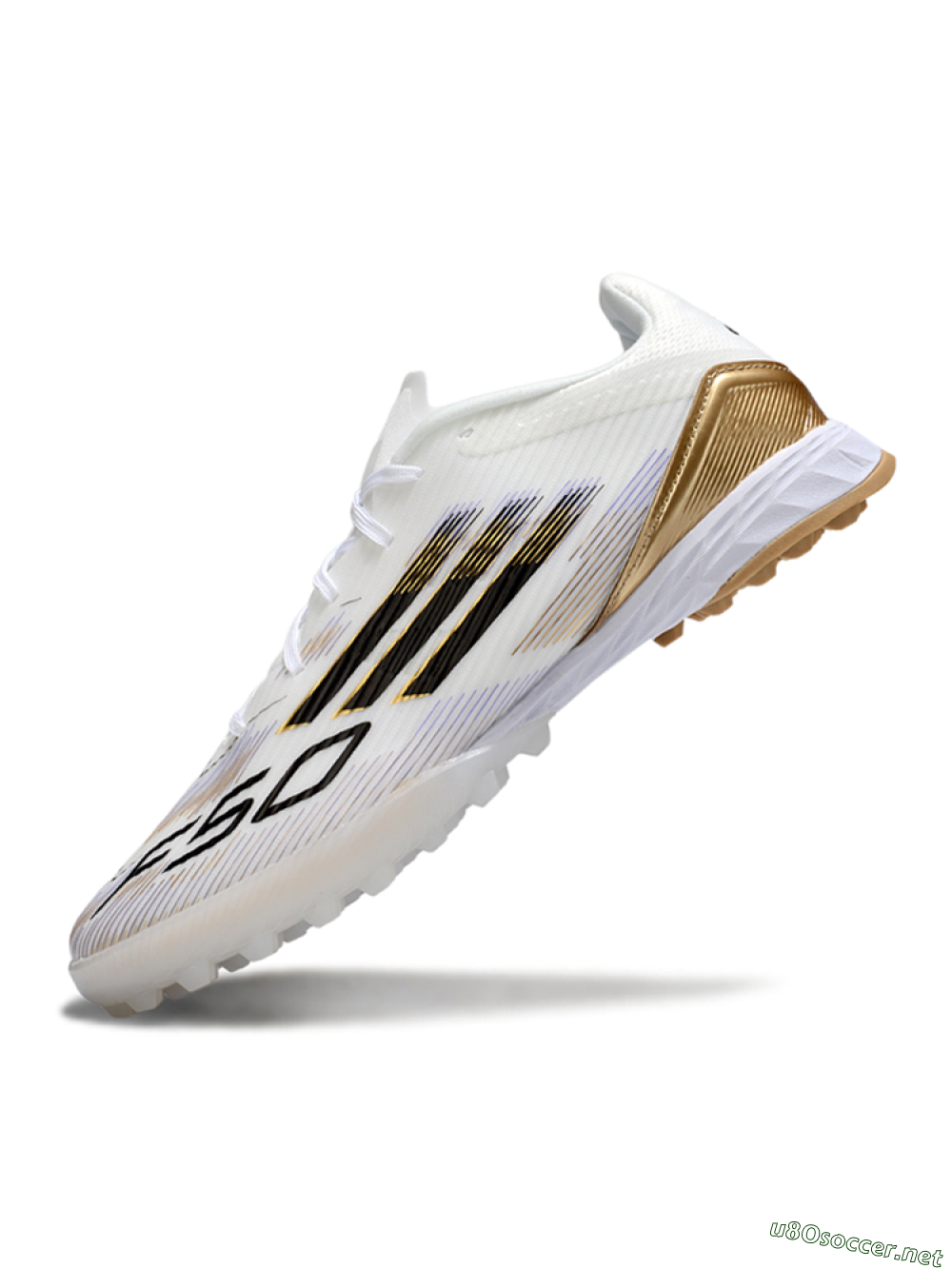 Unisex Adidas F50 Pro TF Football Shoes - White/Black/Gold 5