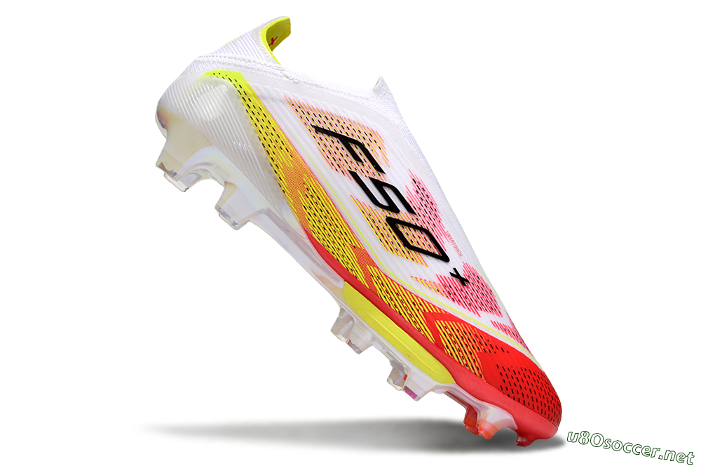 Unisex Adidas F50+ Elite Lightstrike Pro Laceless FG Football Boots - White/Red/Yellow 5
