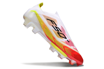 Unisex Adidas F50+ Elite Lightstrike Pro Laceless FG Football Boots - White/Red/Yellow