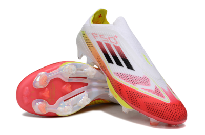 Unisex Adidas F50+ Elite Lightstrike Pro Laceless FG Football Boots - White/Red/Yellow