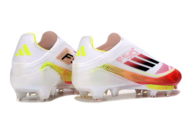 Unisex Adidas F50+ Elite Lightstrike Pro Laceless FG Football Boots - White/Red/Yellow