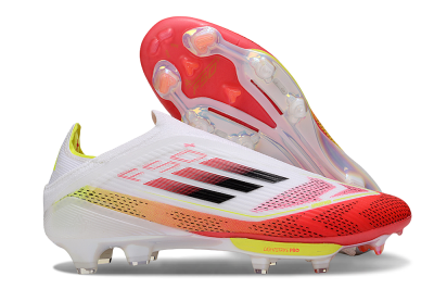 Unisex Adidas F50+ Elite Lightstrike Pro Laceless FG Football Boots - White/Red/Yellow