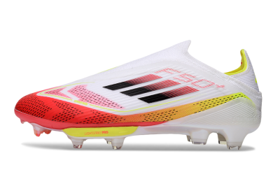 Unisex Adidas F50+ Elite Lightstrike Pro Laceless FG Football Boots - White/Red/Yellow