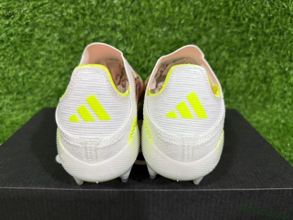 Unisex Adidas F50+ Elite Lightstrike Pro Laceless FG Football Boots - White/Red/Yellow