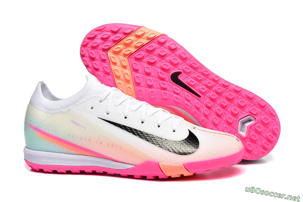 Unisex Nike Air Zoom Mercurial Vapor 16 Elite TF Football Shoes - White/Black/Pink 2